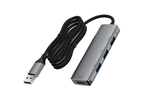 ACEFAST J17 4 in 1 USB Hub 5Gbps High Speed Data Transfer USB 3.0 Docking Station with 1m Cable - Gray